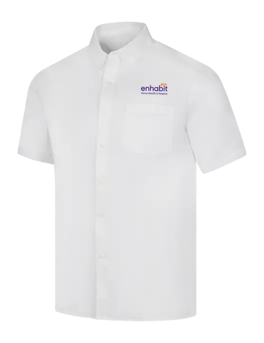 Short Sleeve White Superpro React Twill Shirt w/Enhabit Logo