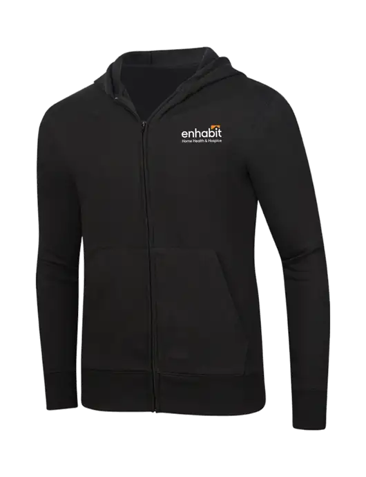 Full-Zip Black Hooded Sweatshirt w/Enhabit Logo