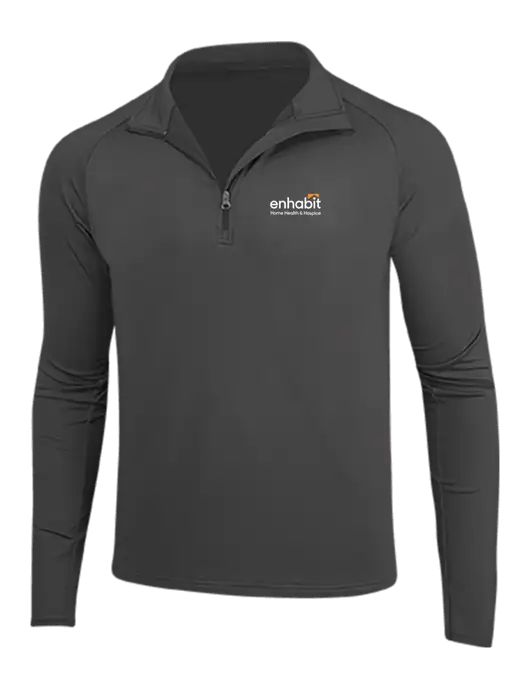 Charcoal Grey Sport Wick Stretch 1/4 Zip Pullover w/Enhabit Logo