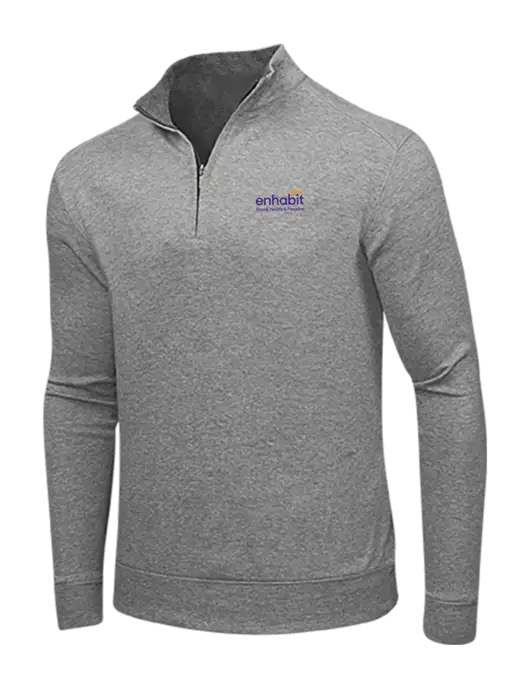 Medium Heather Grey/Charcoal Heather Interlock 1/4 Zip w/Enhabit Logo