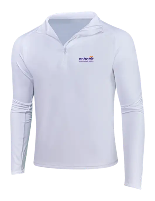 White Sport Wick Stretch 1/4 Zip Pullover w/Enhabit Logo