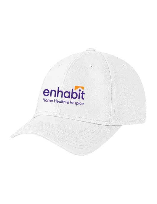 White Structured Soft Snap Closure Hook & Loop Cap w/Enhabit Logo