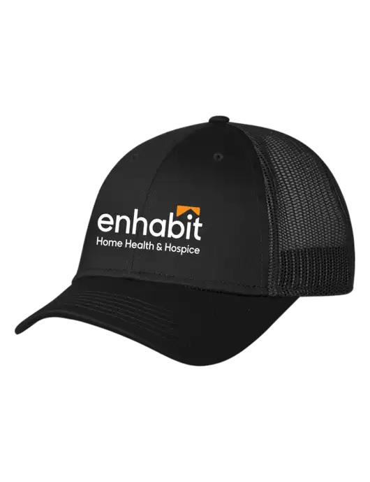 Black Mesh Trucker Cap Snap Back w/Enhabit Logo