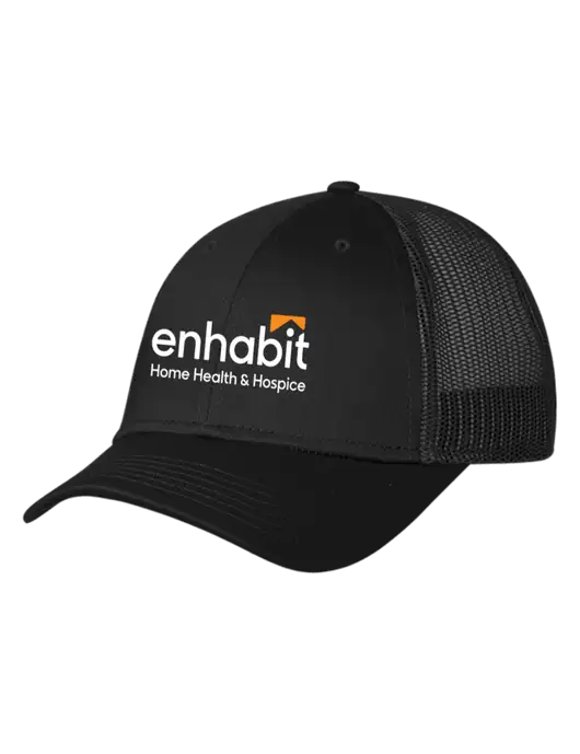 Black Mesh Trucker Cap Snap Back w/Enhabit Logo
