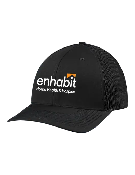 Richardson Adjustable Snapback Original 112 Trucker Cap Black w/Black Mesh w/Enhabit Logo