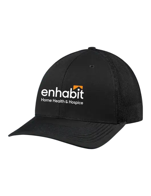Richardson Adjustable Snapback Original 112 Trucker Cap Black w/Black Mesh w/Enhabit Logo