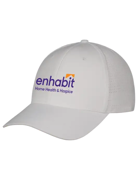 White Performance Stretchable Cap Hook & Loop w/Enhabit Logo