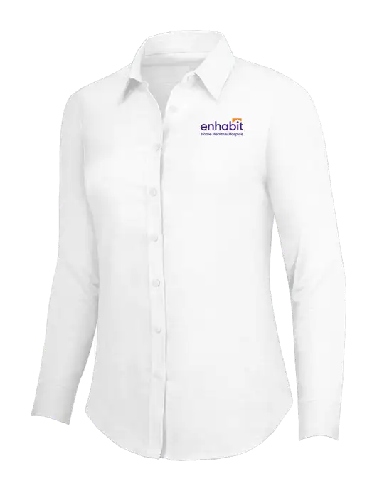 White Womens SuperPro Oxford Shirt w/Enhabit Logo