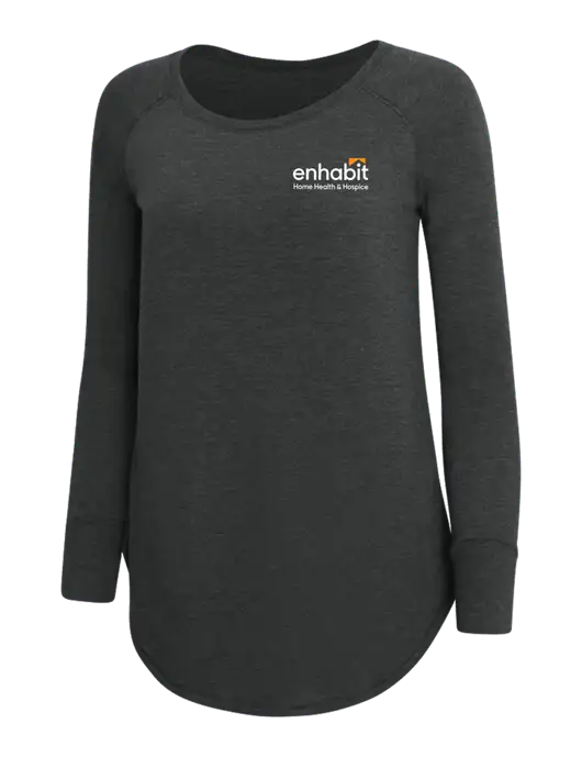 Womens Perfect Wide Collar Tunic Tri-Blend Black Frost 4.5 oz T-Shirt w/Enhabit Logo