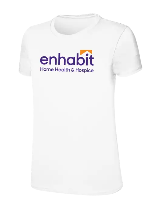 Womens Ring Spun White 4.5 oz T-Shirt w/Enhabit Logo