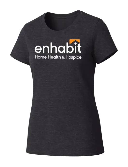 Womens Seriously Soft Heathered Charcoal T-Shirt w/Enhabit Logo