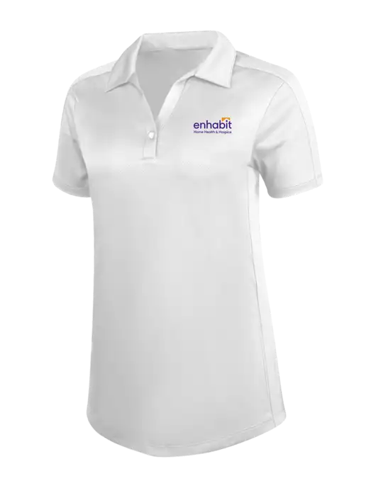 Womens White Diamond Jacquard Polo w/Enhabit Logo