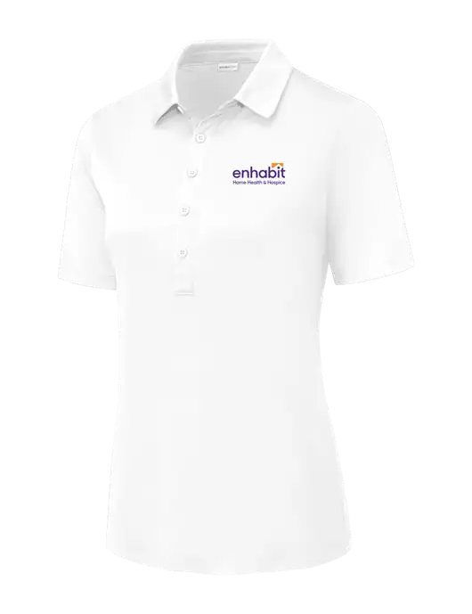 White Womens Posi-UV Pro Polo w/Enhabit Logo