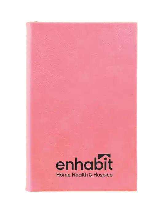 Pink Leatherette 5.25 x 8.25 Journal w/Enhabit Logo