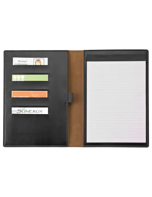 Fabrizio Black 7 x 9.625 Padfolio & Refillable Notepad w/Enhabit Logo